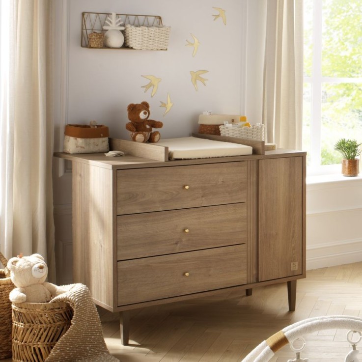 Chambre bébé Mokka : Lit évolutif et Commode à langer en bois