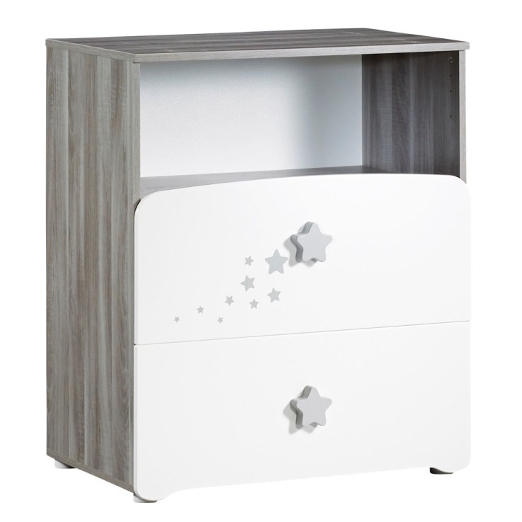 Chambre duo lit et Commode et une niche en bois blanc