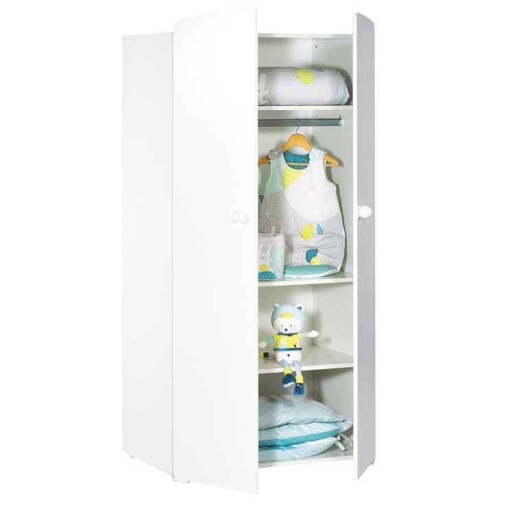 Chambre complète bébé avec lit 60x120 cm, commode à langer et armoire 2 portes
