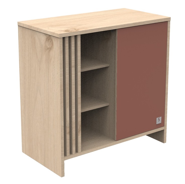 Chambre bébé évolutive Tokyo, Lit évolutif et Commode à langer claustra - Chêne suave