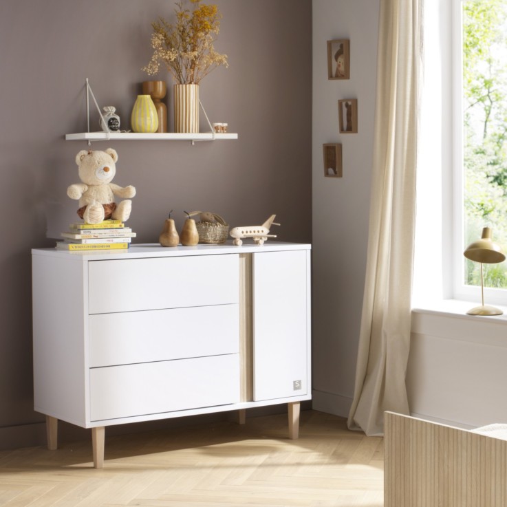 Chambre bébé Paloma : Lit évolutif et Commode à langer en bois
