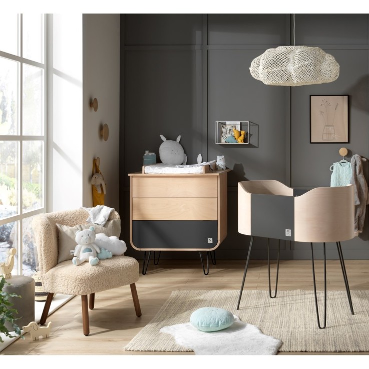 Commode 3 tiroirs pieds métal Bambin