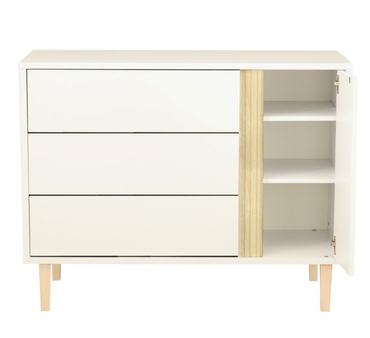 Commode 3 tiroirs et 1 porte pieds bois
