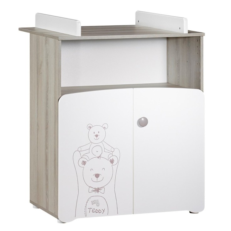 Commode à langer 2 portes Teddy 97x76x66cm en bois