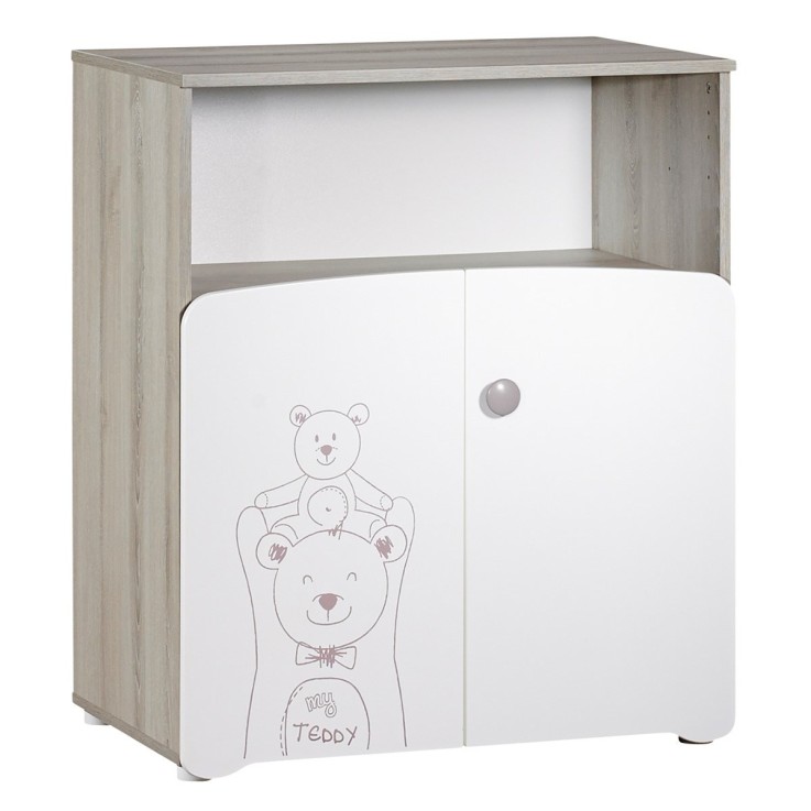 Commode à langer 2 portes Teddy 97x76x66cm en bois
