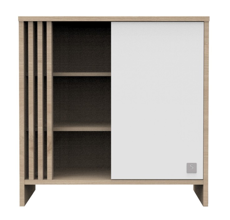 Commode 1 porte et 3 niches avec claustras TOKYO en bois