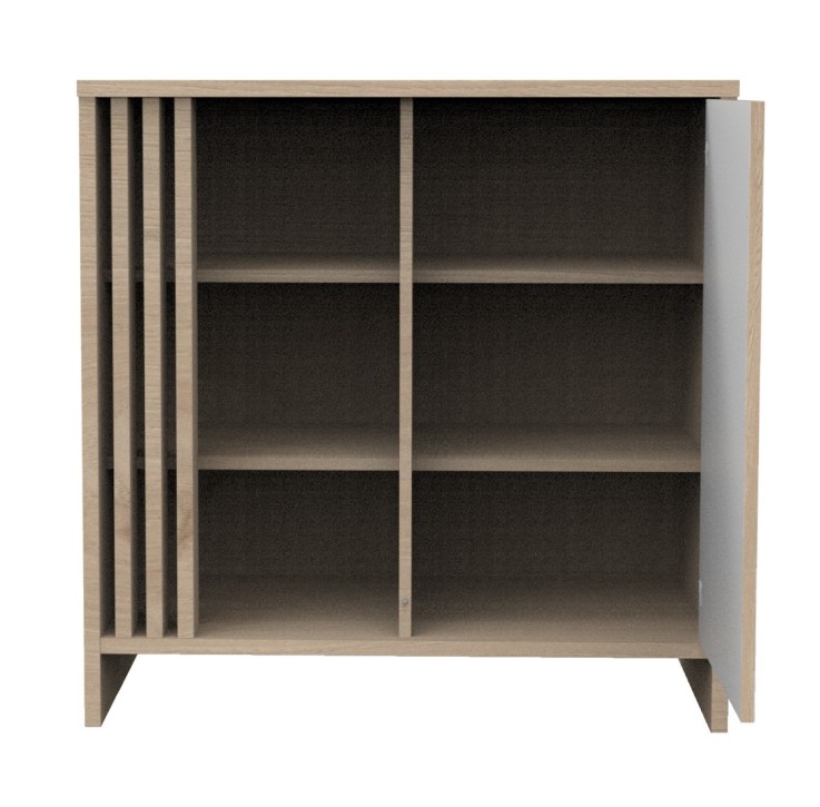 Commode 1 porte et 3 niches avec claustras TOKYO en bois