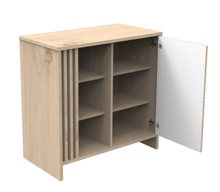 Commode 1 porte et 3 niches avec claustras TOKYO en bois
