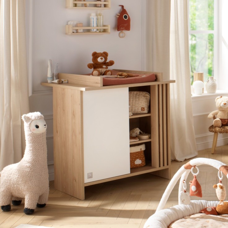 Commode 1 porte et 3 niches avec claustras TOKYO en bois