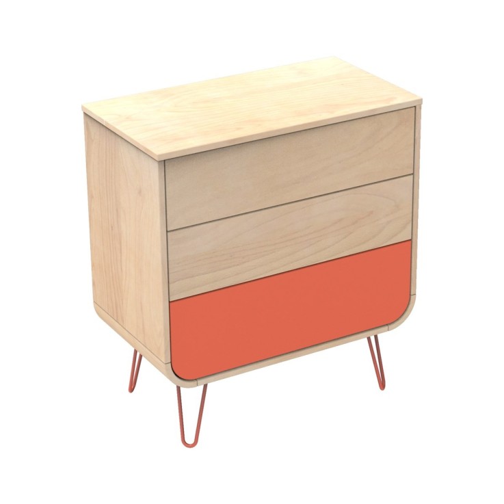 Commode 3 tiroirs pieds métal Bambin