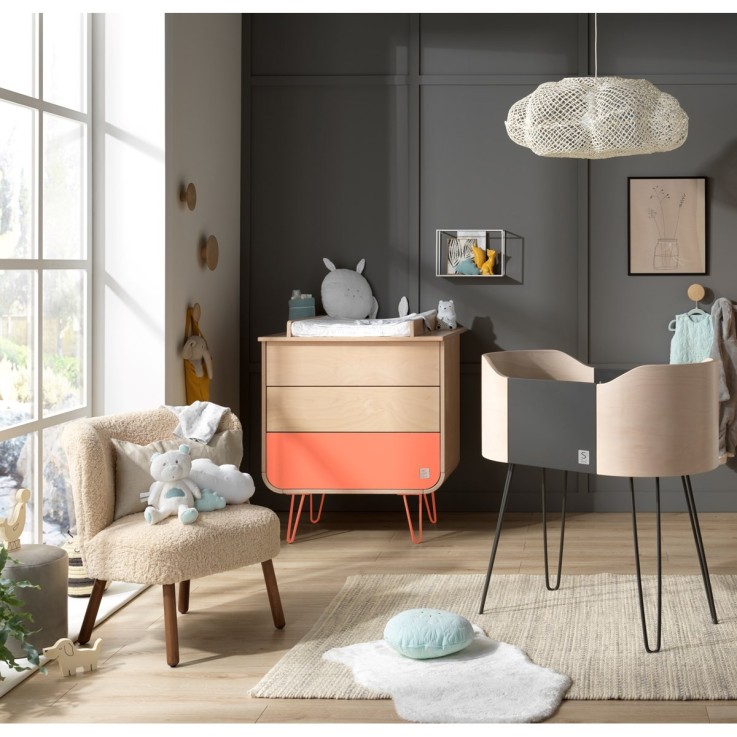 Commode 3 tiroirs pieds métal Bambin