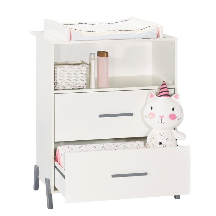 Commode à langer sur pieds en bois blanc
