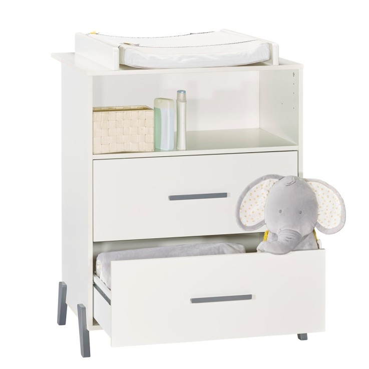 Commode à langer sur pieds en bois blanc