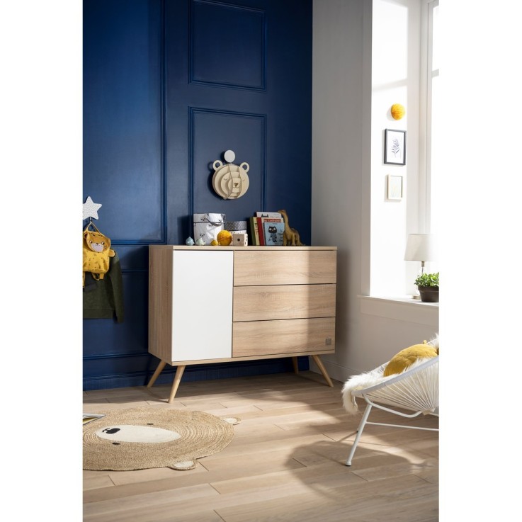 Commode 3 tiroirs, 1 porte Seventies