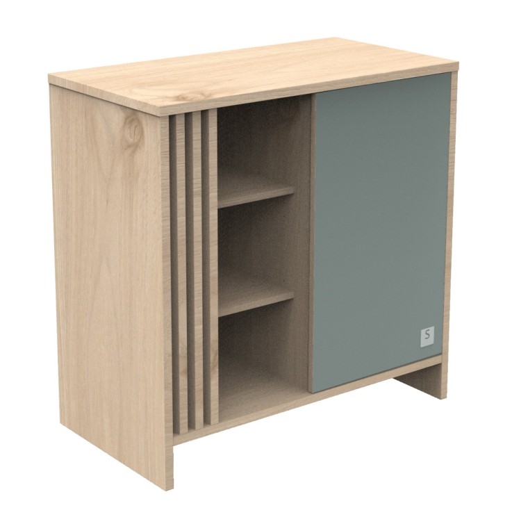 Commode 1 porte et 3 niches avec claustras TOKYO en bois