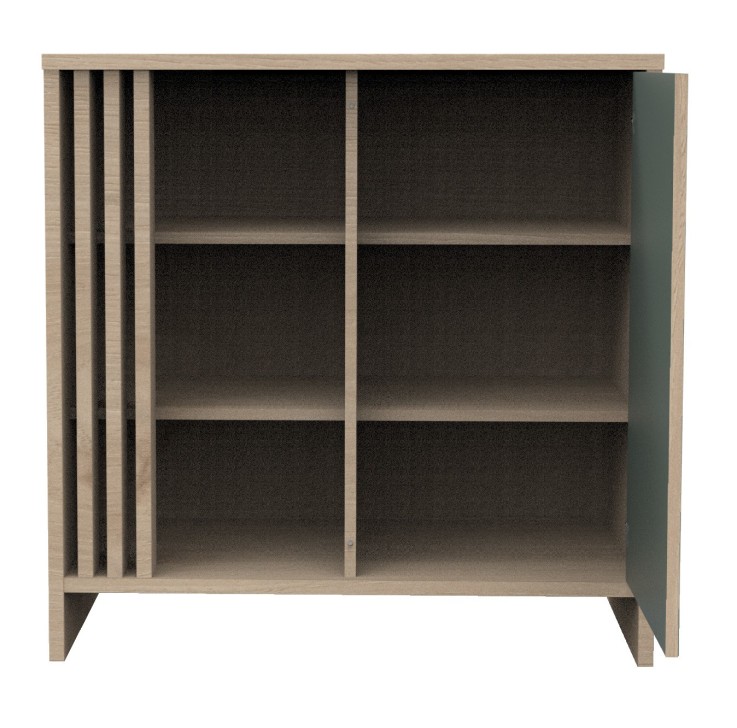 Commode 1 porte et 3 niches avec claustras TOKYO en bois