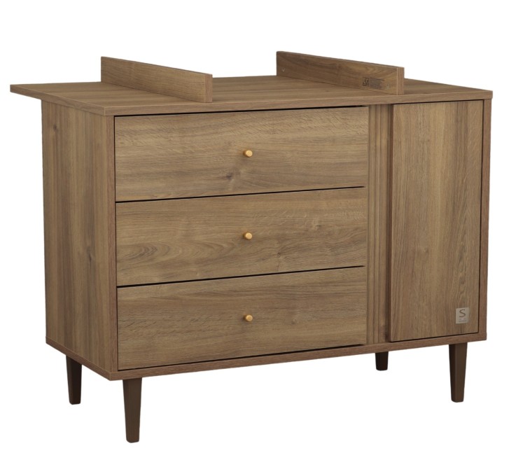 Plan à langer pour commode 3 tiroirs et 1 portes Mokka