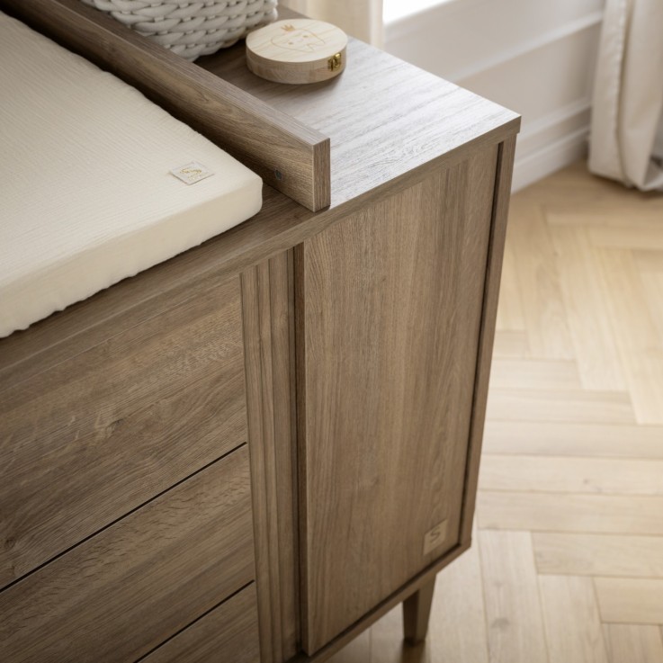 Plan à langer pour commode 3 tiroirs et 1 portes Mokka