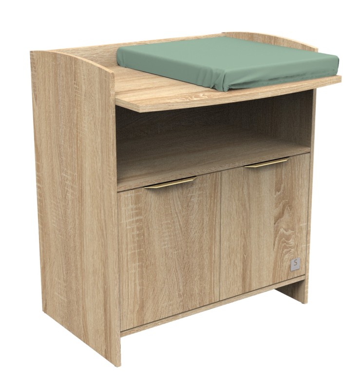 Commode à langer 2 portes et une niche Azur en bois