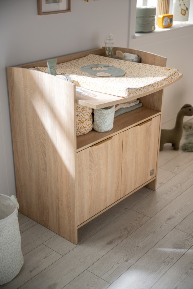 Commode à langer 2 portes et une niche Azur en bois