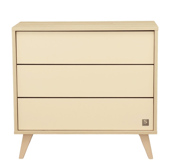 Commode 3 tiroirs sur pieds bois obliques