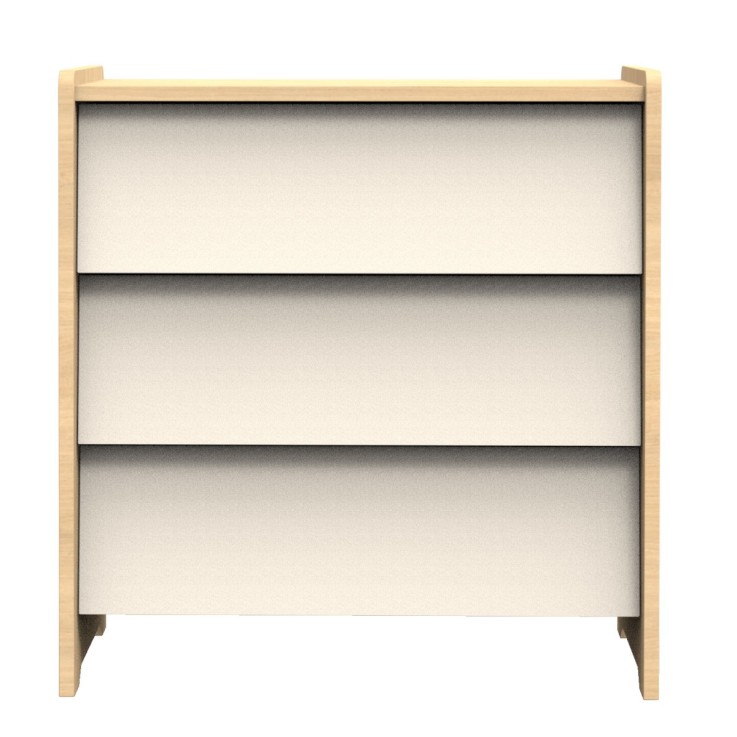 Commode 3 tiroirs façades inclinées en bois décor chêne miel