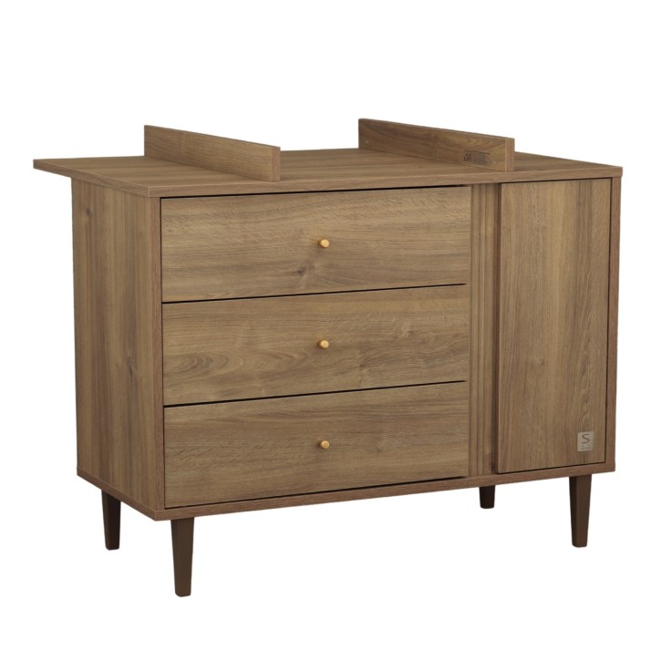 Commode 3 tiroirs et 1 porte Mokka en bois