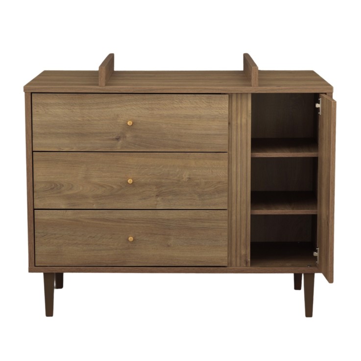 Commode 3 tiroirs et 1 porte Mokka en bois