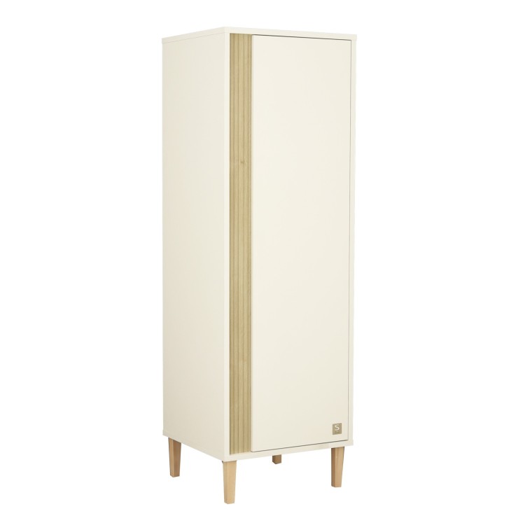 Armoire 1 porte détail imitation bois texturé et pieds bois
