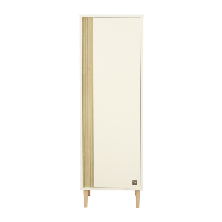 Armoire 1 porte détail imitation bois texturé et pieds bois