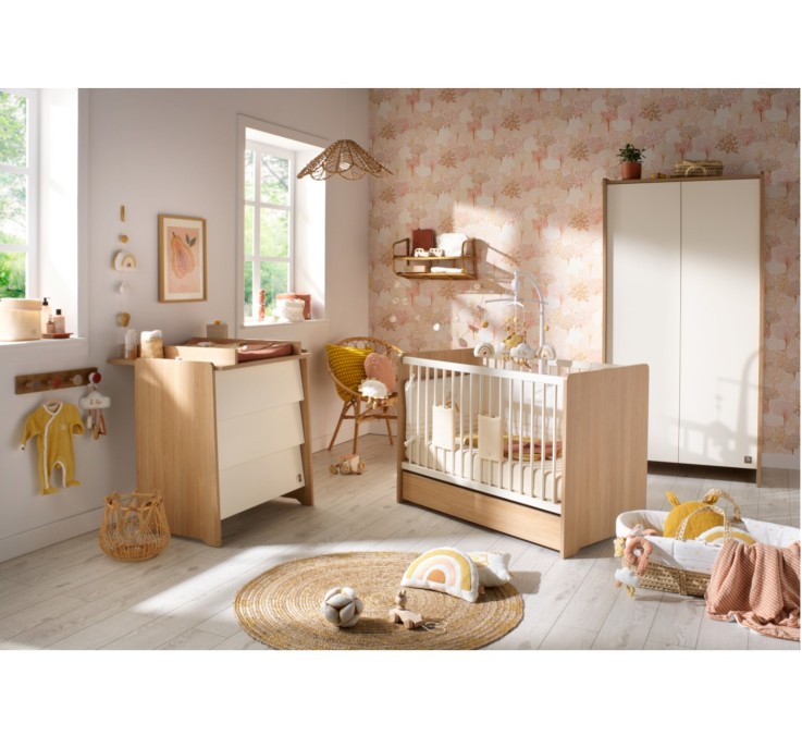 Armoire 2 portes en bois décor chêne miel