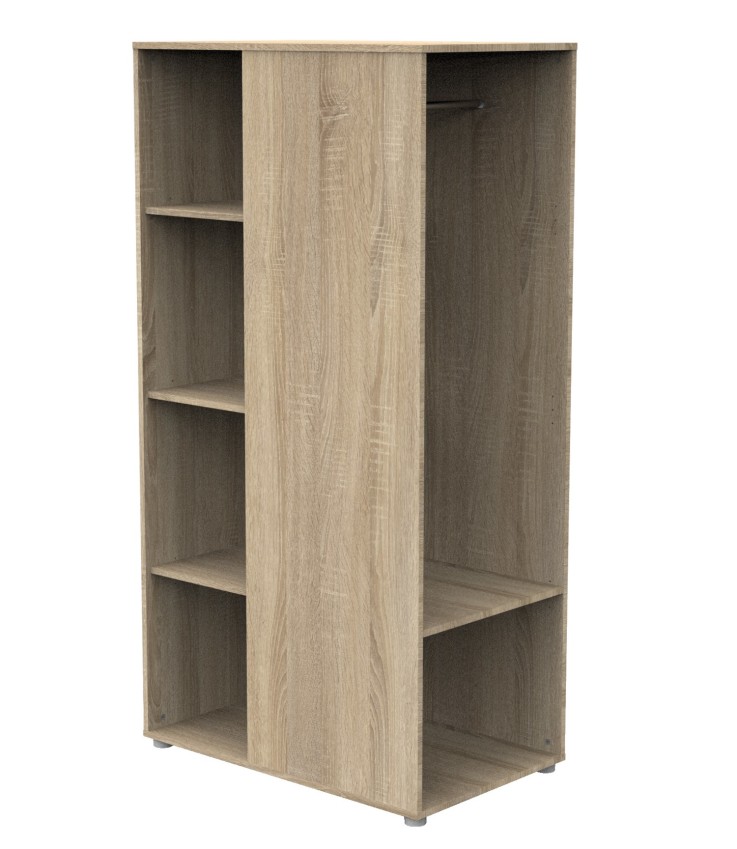 Meuble de rangement avec étagères et penderie en bois