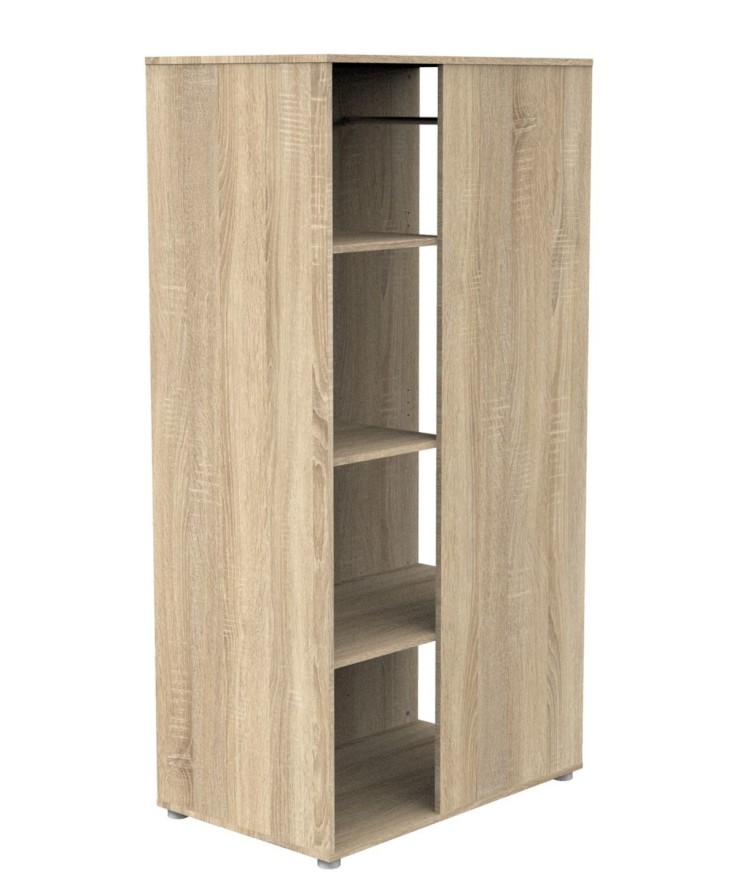 Meuble de rangement avec étagères et penderie en bois