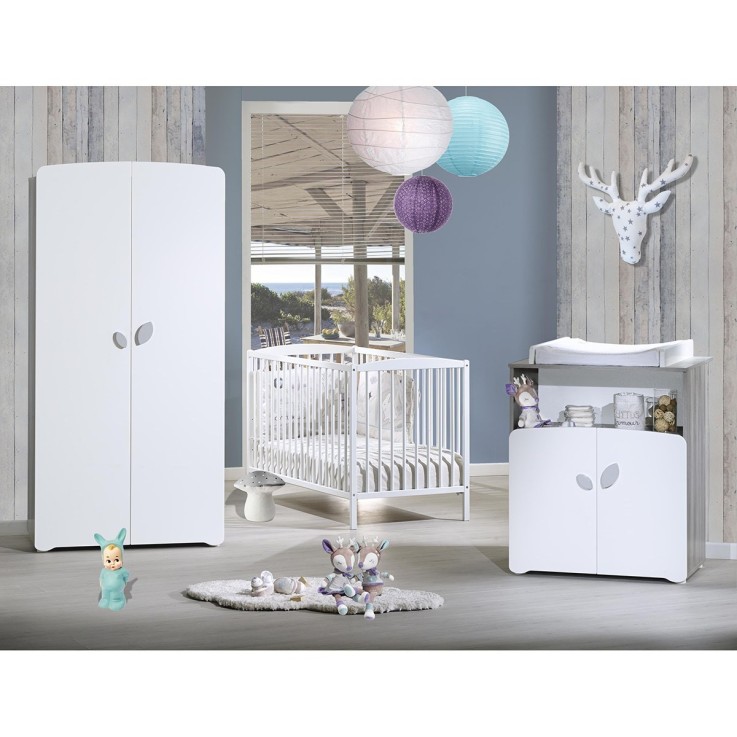Armoire 2 portes bébé 175x85x56cm en bois