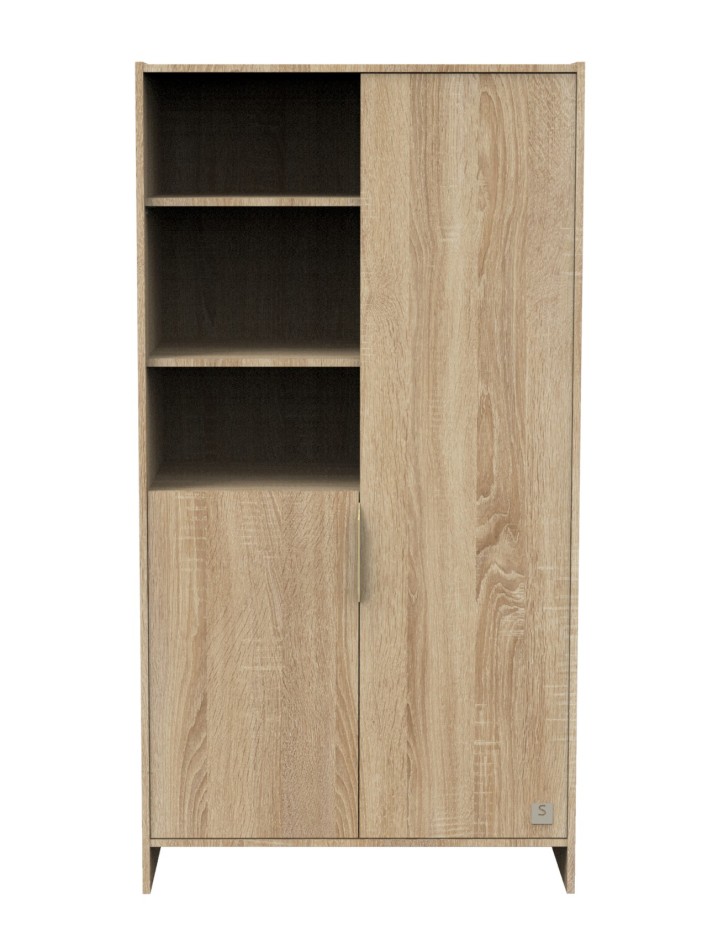 Armoire Azur 2 portes et 3 niches décor chêne doré