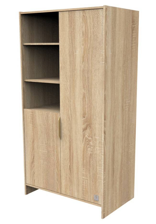 Armoire Azur 2 portes et 3 niches décor chêne doré