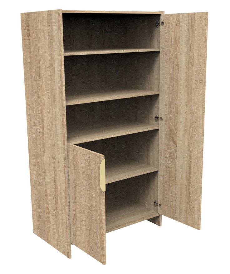 Armoire Azur 2 portes et 3 niches décor chêne doré
