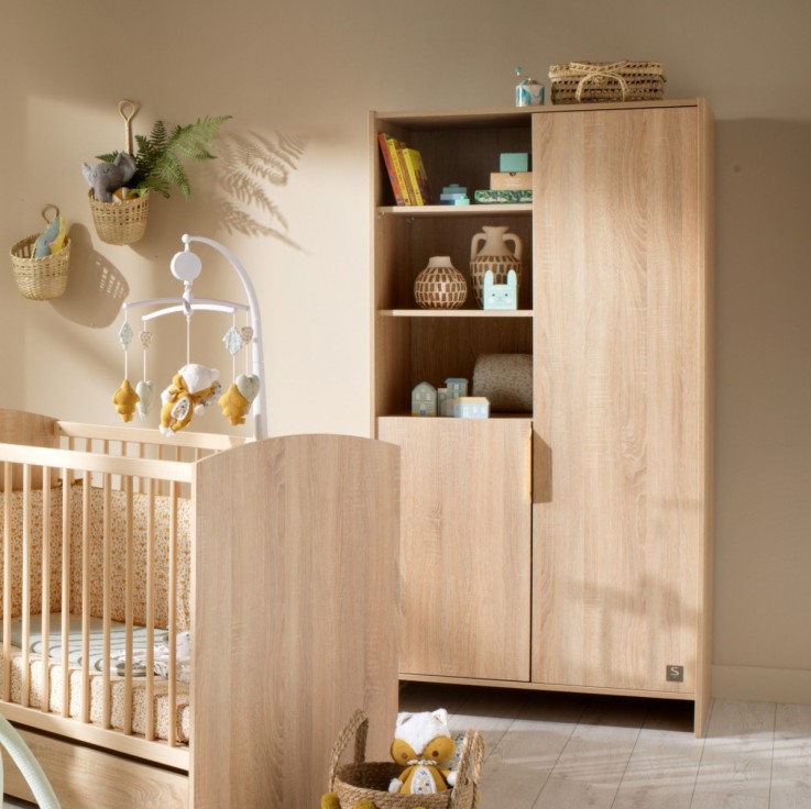 Armoire Azur 2 portes et 3 niches décor chêne doré