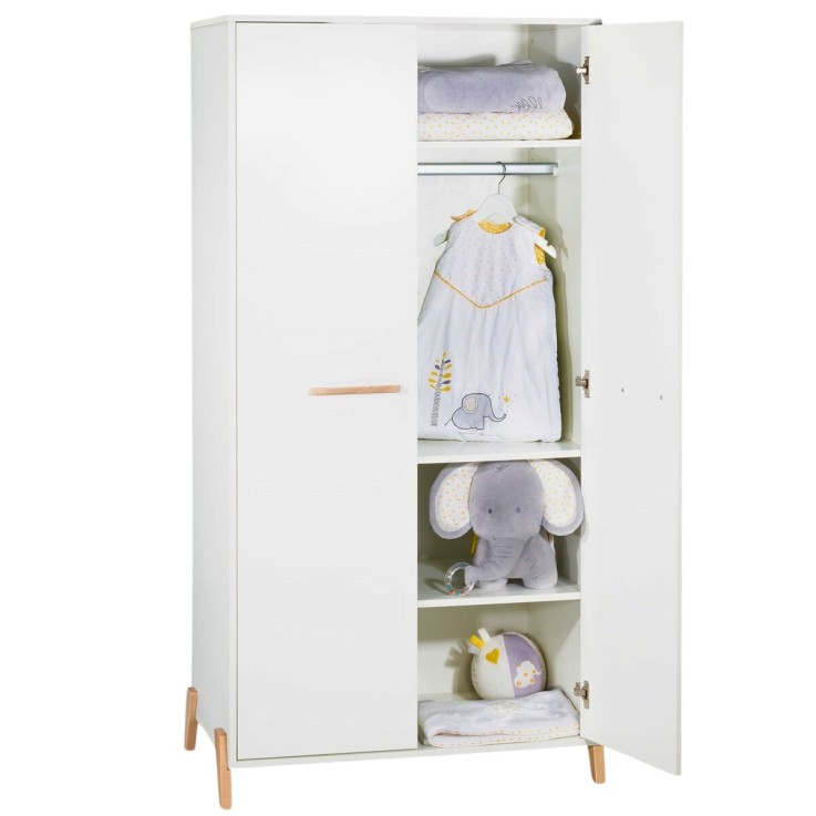 Armoire bébé 2 portes sur pieds en bois blanc