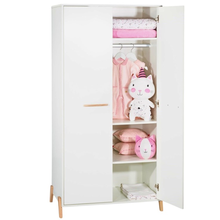 Armoire bébé 2 portes sur pieds en bois blanc