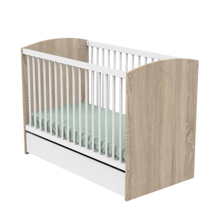 Lit bébé à barreaux Access Blanc Bois