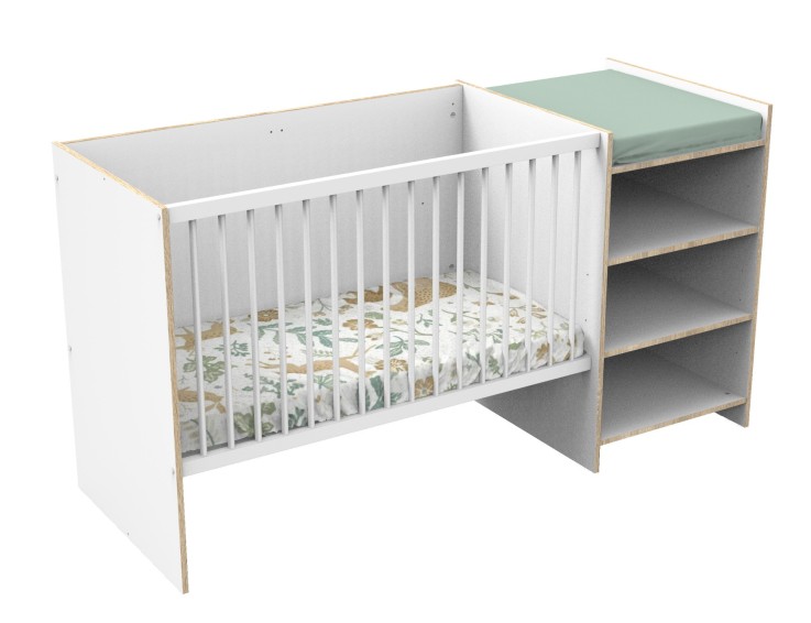 Lit bébé combiné évolutif de 60x120 à 90x190 en bois