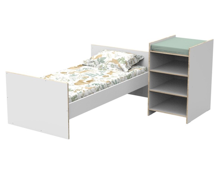 Lit bébé combiné évolutif de 60x120 à 90x190 en bois