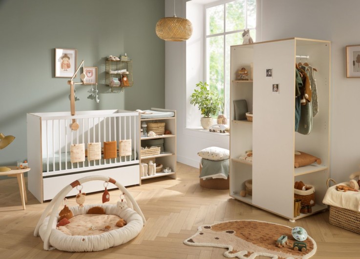 Lit bébé combiné évolutif de 60x120 à 90x190 en bois