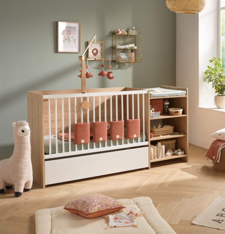 Lit bébé combiné évolutif de 60x120 à 90x190 en bois