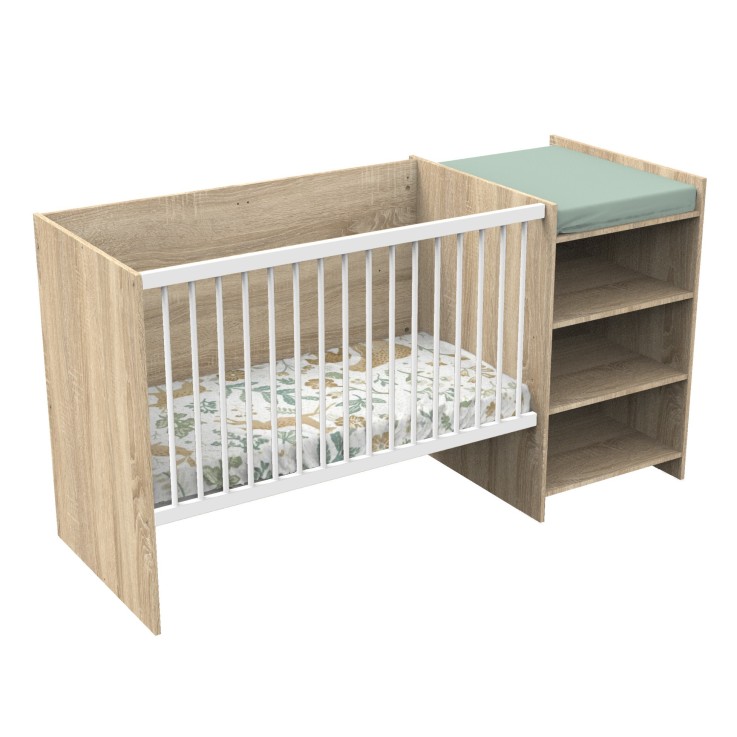 Lit bébé combiné évolutif de 60x120 à 90x190 en bois