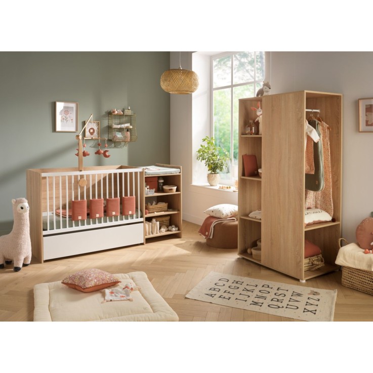 Lit bébé combiné évolutif de 60x120 à 90x190 en bois