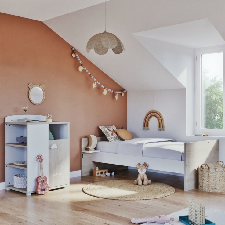 Lit Combiné évolutif de 60x120 à 90x190 avec matelas