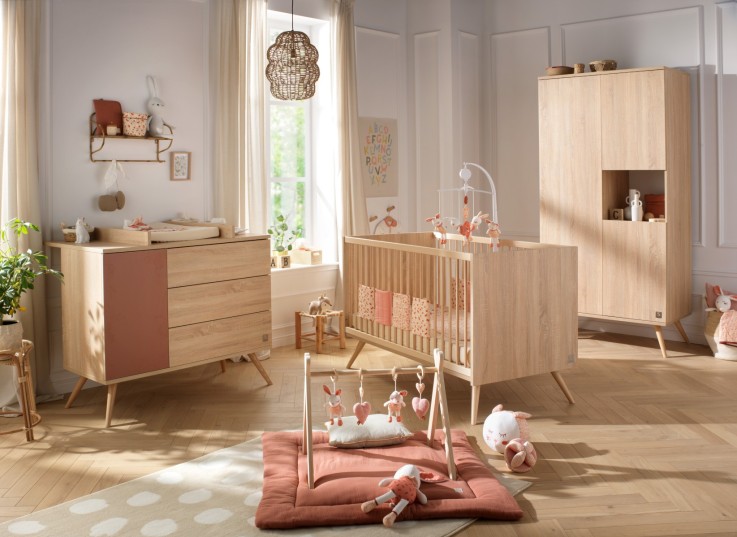 Lit bébé évolutif 140x70cm en bois marron