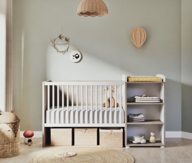 Lit Combiné évolutif de 60x120 à 90x190 en bois
